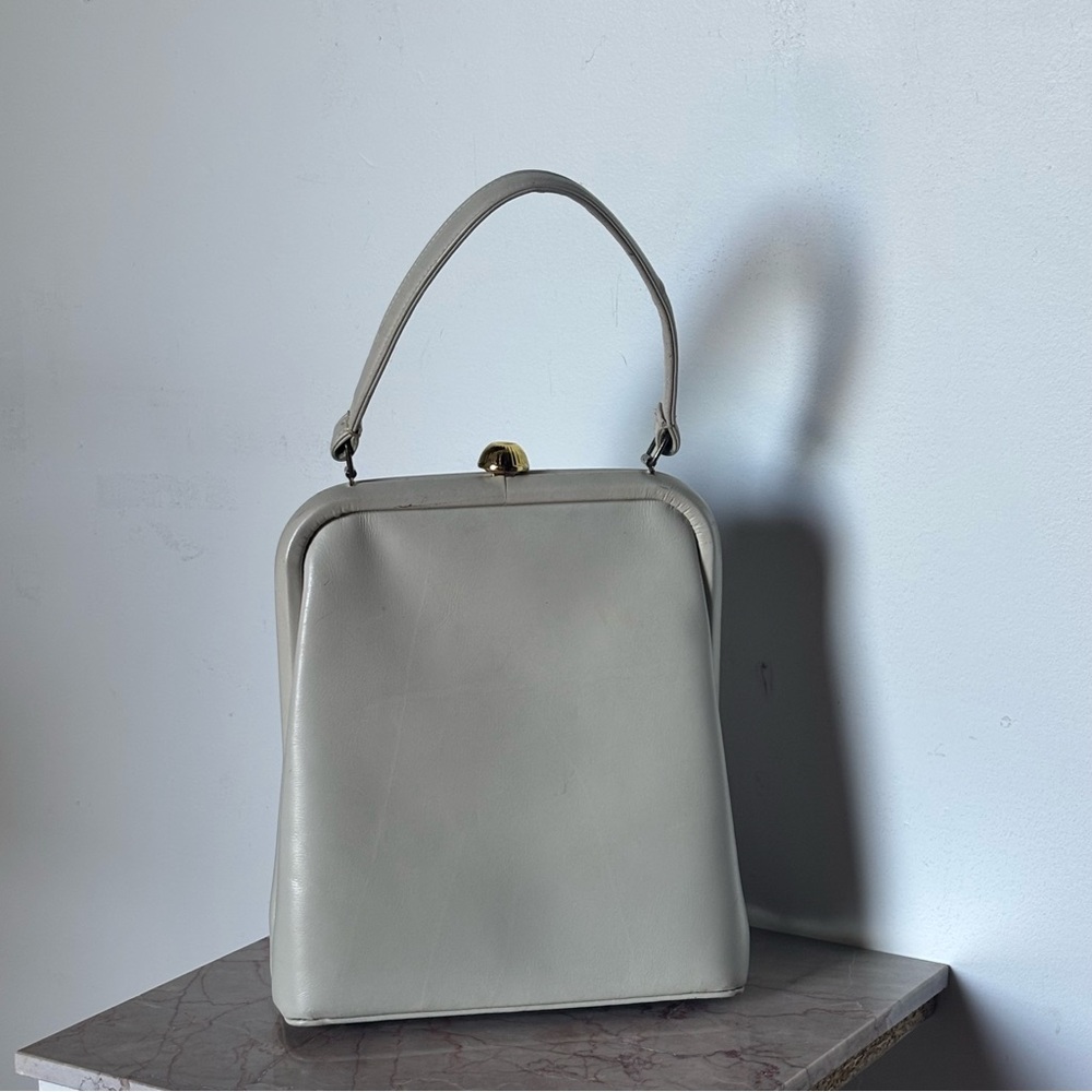 Vintage Leather Handbag With Gold Hardware - Picture 3 of 12